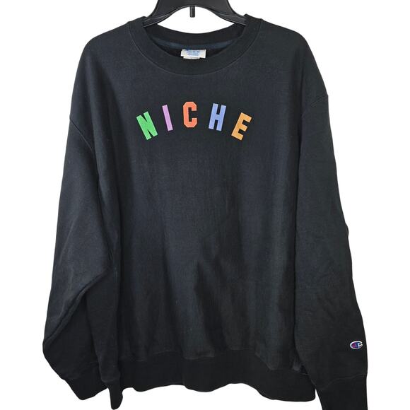 Champion Reverse Weave Black NICHE Crewneck Heavyweight Sweatshirt Size 2XL - Picture 1 of 7